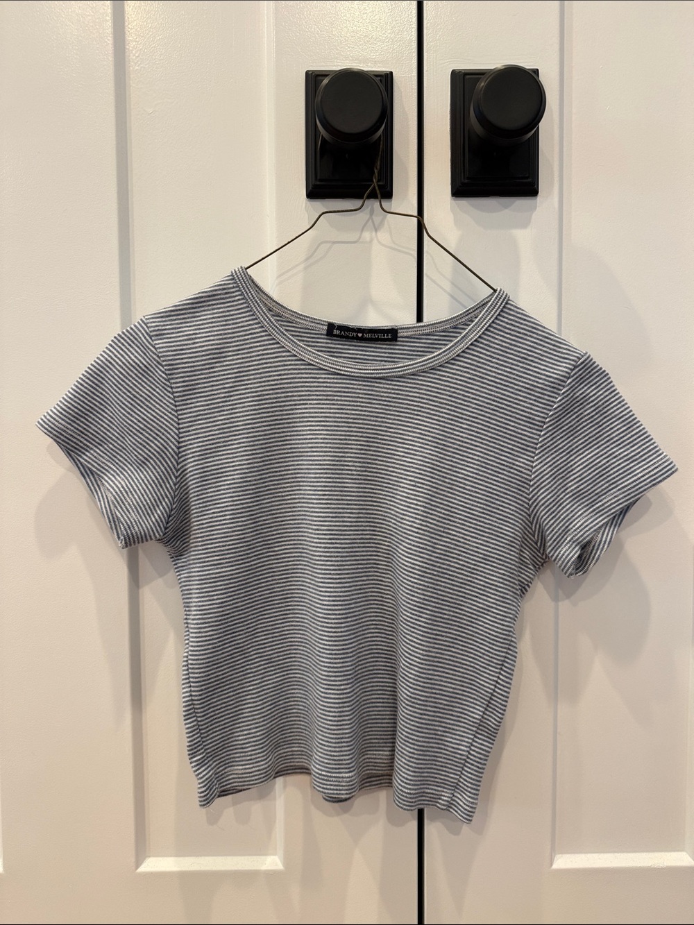 blue and white striped brandy melville top
